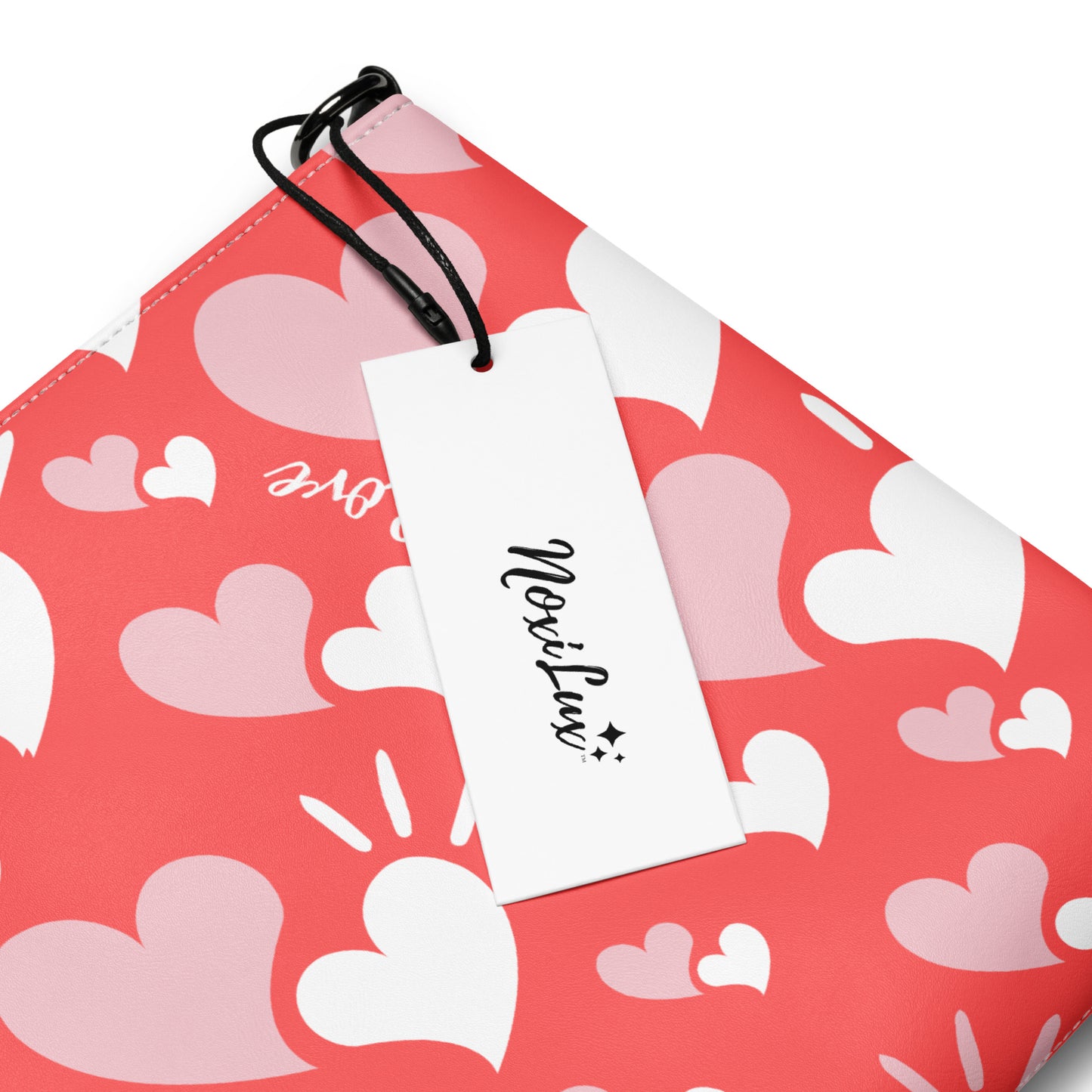 Women Crossbody Bag Faux Leather Pink Hearts