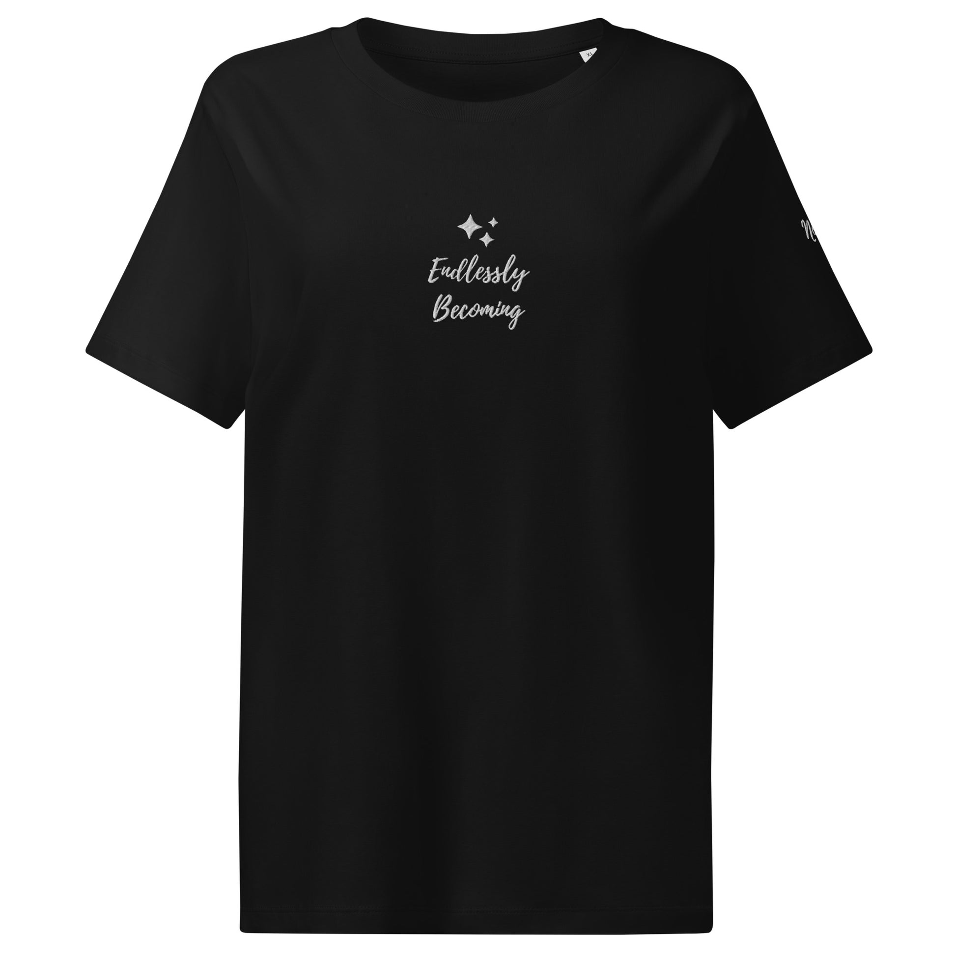 Product mockup | Women Tshirt Short Sleeve Organic Cotton Embroidered Where the Light Shines Affirmation 