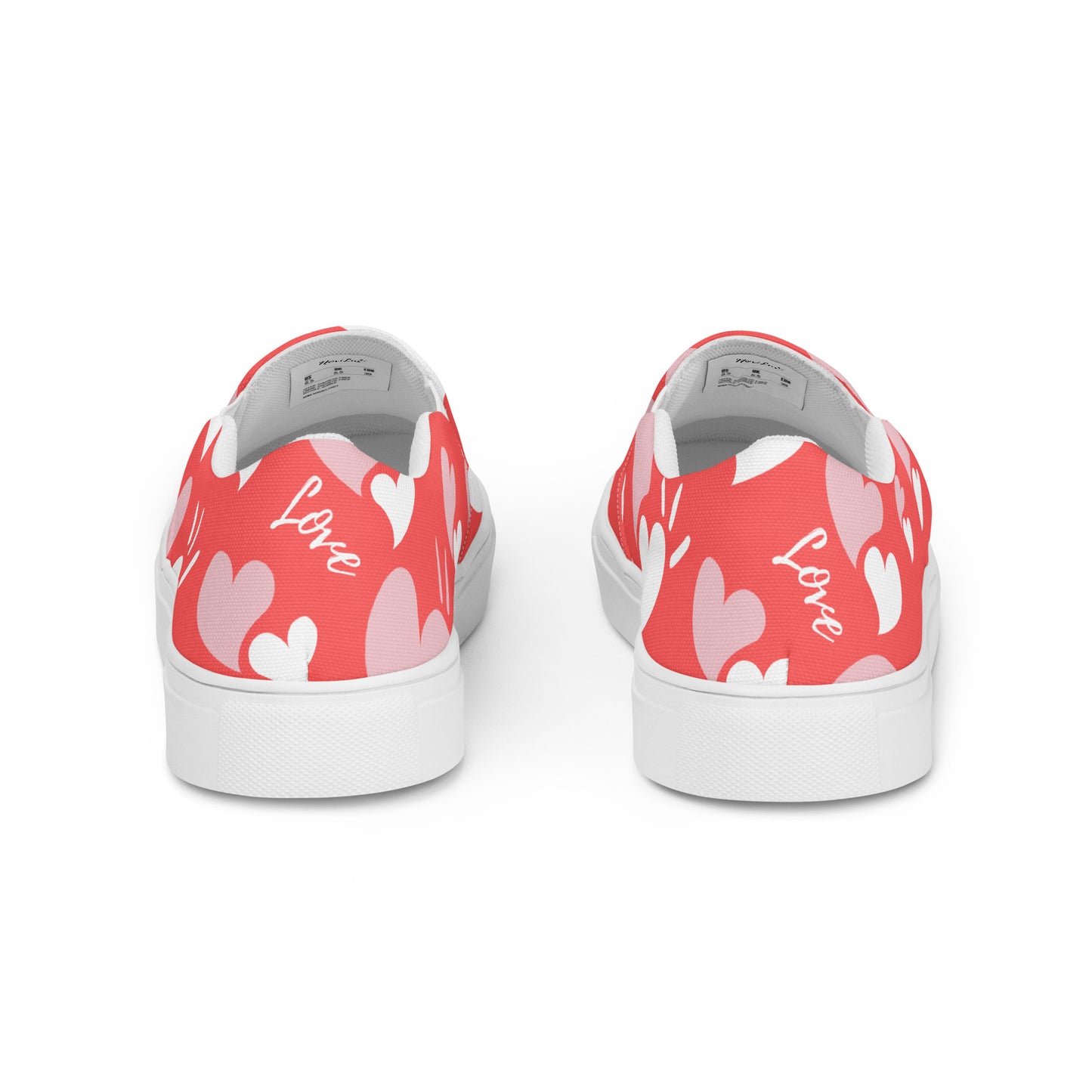 Women Shoes Slip On Canvas Pink Hearts