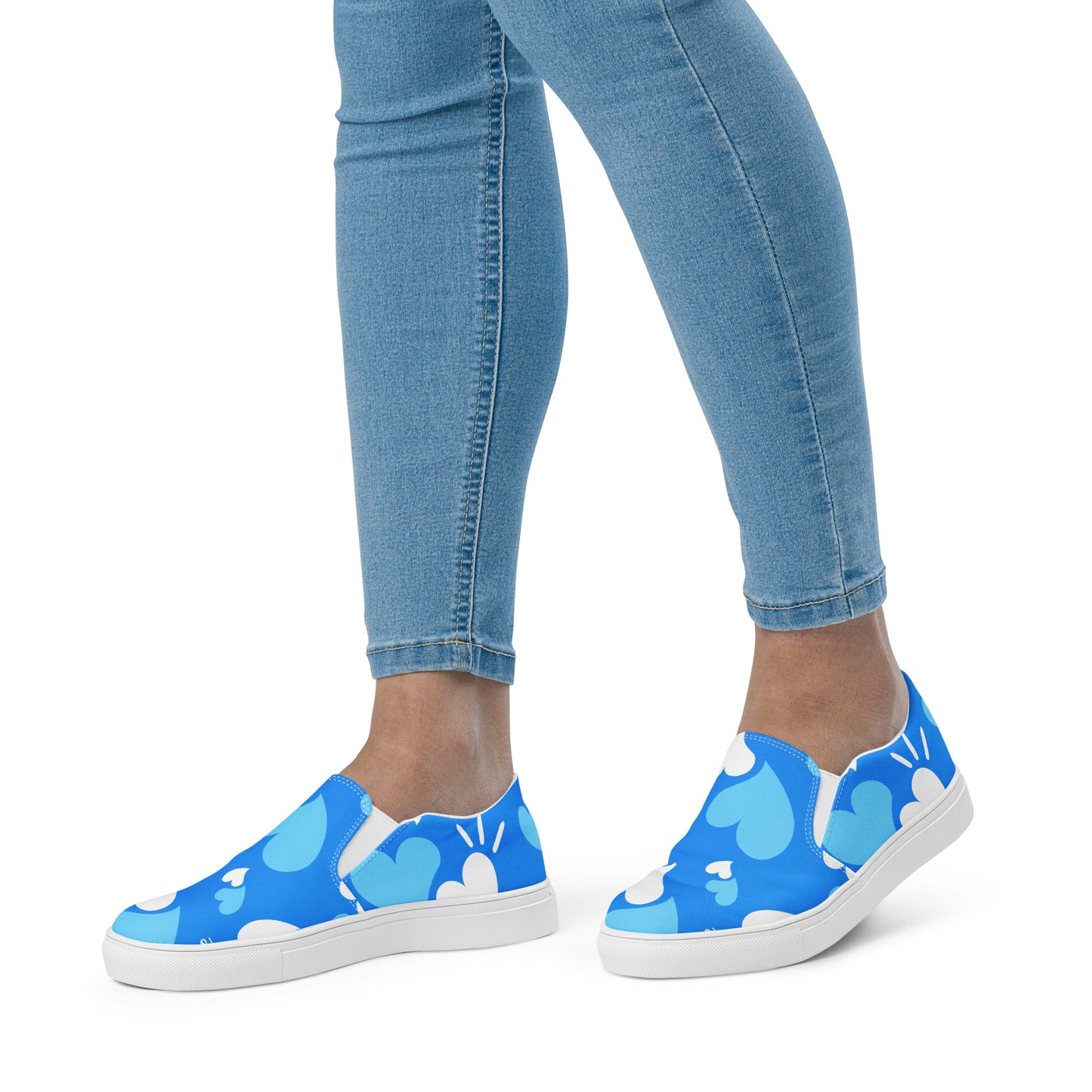 Women’s Slip-on Canvas Shoes Hearts Blue