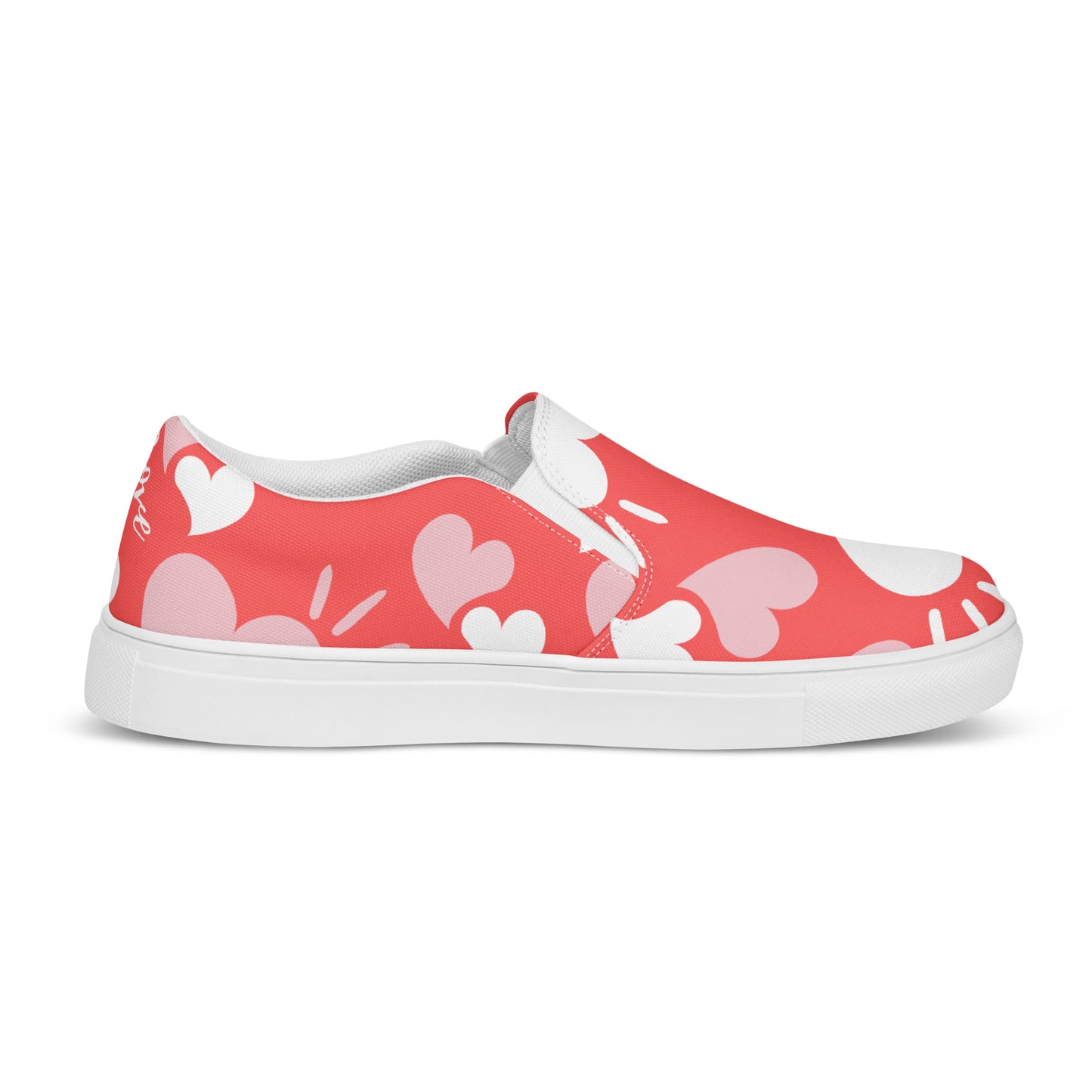 Women Shoes Slip On Canvas Pink Hearts