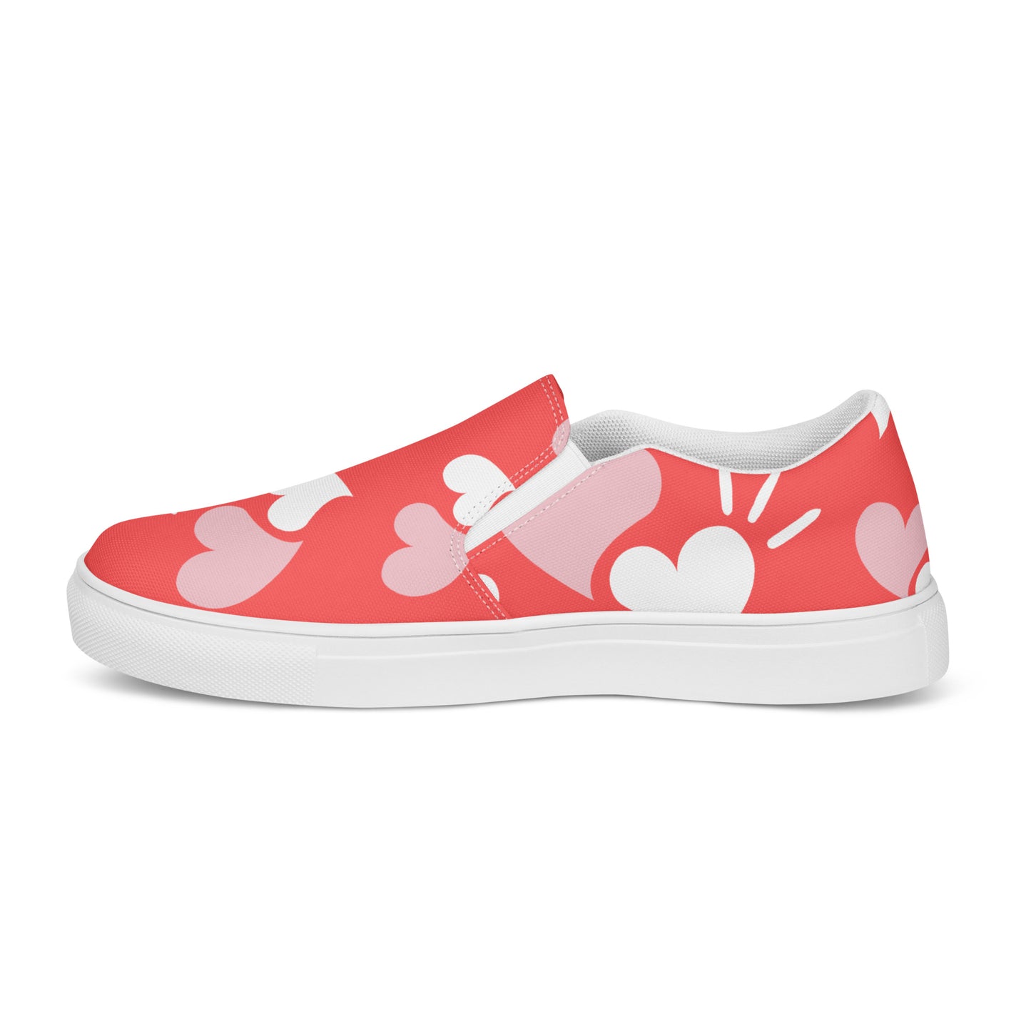 Women Shoes Slip On Canvas Pink Hearts